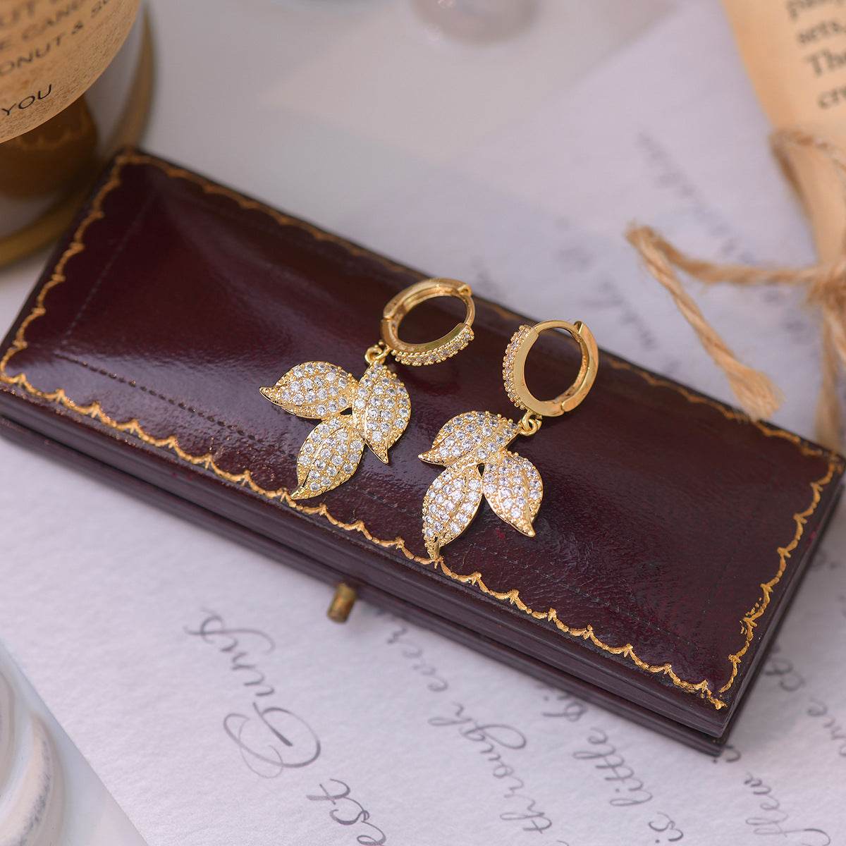 Light Luxury Gold Leaf Exquisite Earrings Light Luxury Temperament - Velora