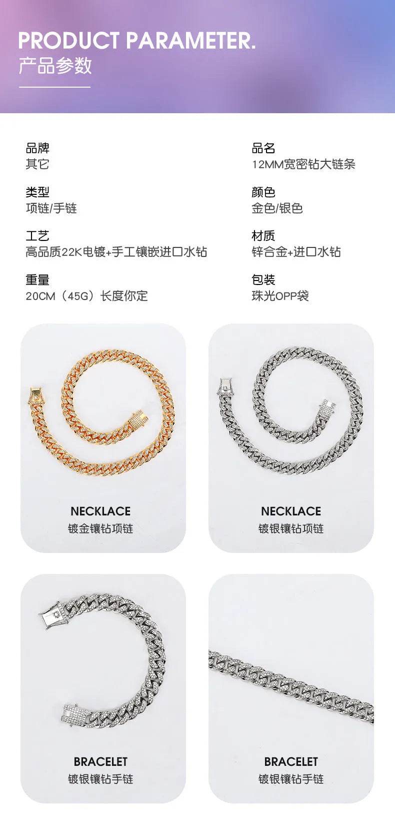 Alloy Line Cuban Link Chain Diamond Bracelet - Velora