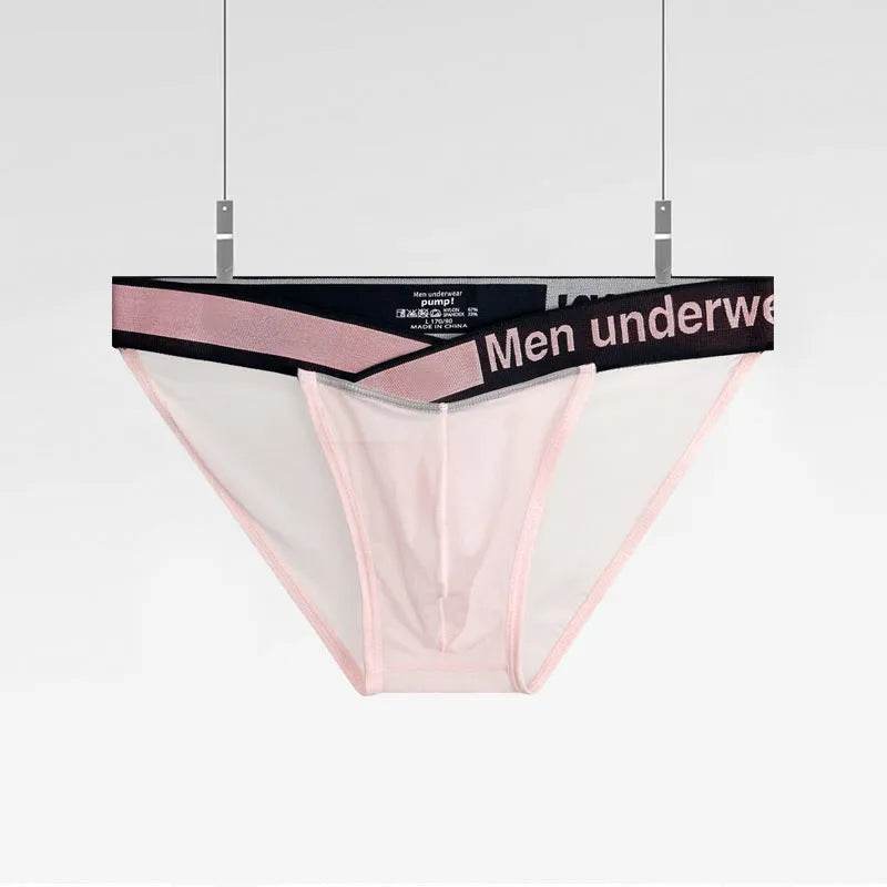 Men's Thin Ice Silk Transparent High Fork Briefs - Velora