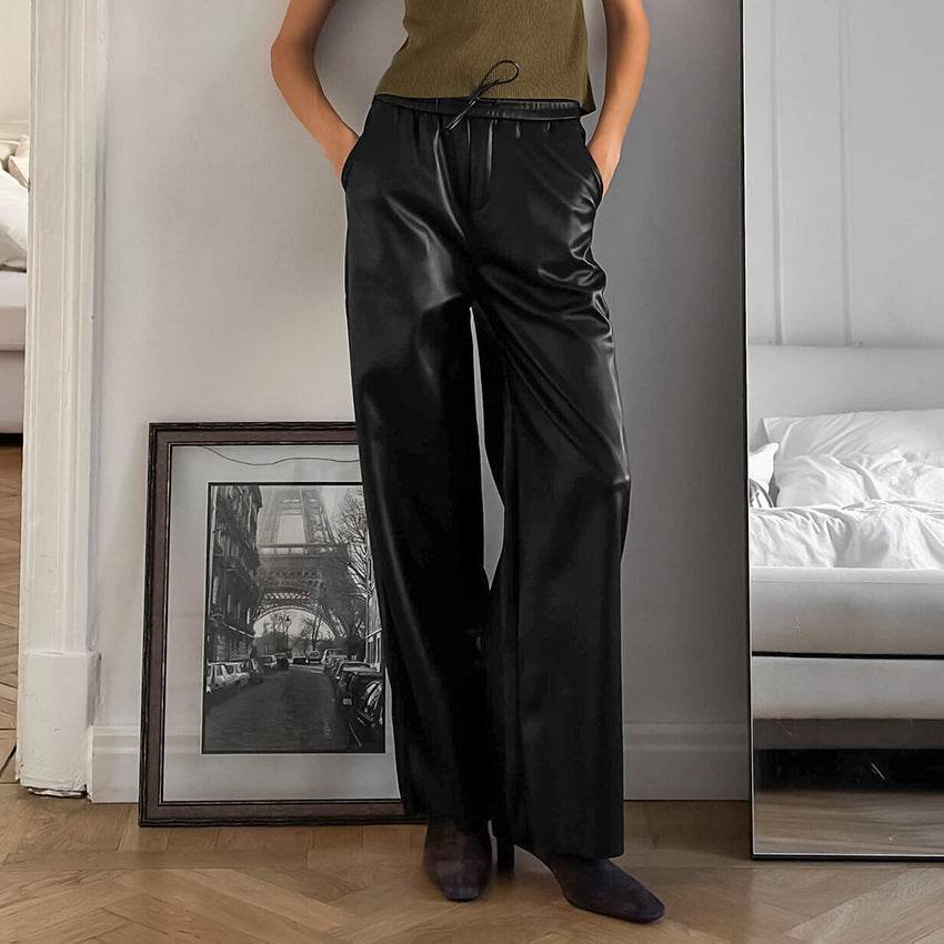 Casual Leather High-waisted Work Formal Trousers Pant women - Velora