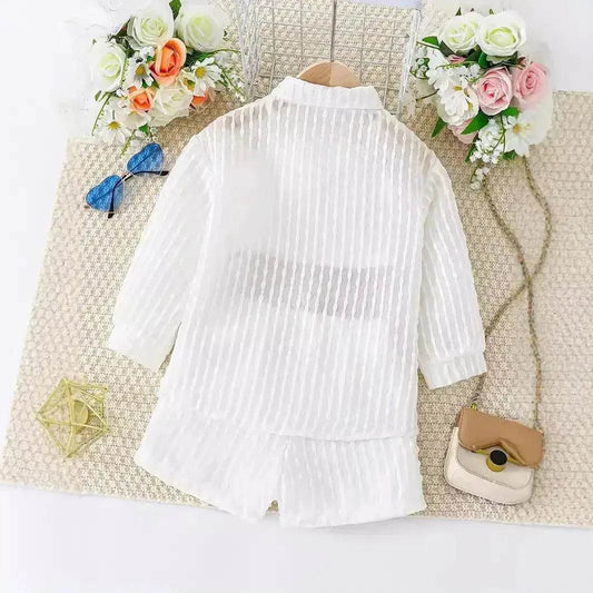 Summer White 3 pcs outfit set for newborn baby girl - Velora