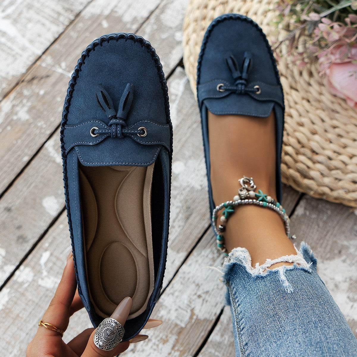 Women's Round Head Loafers Fashion Non-slip Soft Comfortable Flats Shoes - Velora