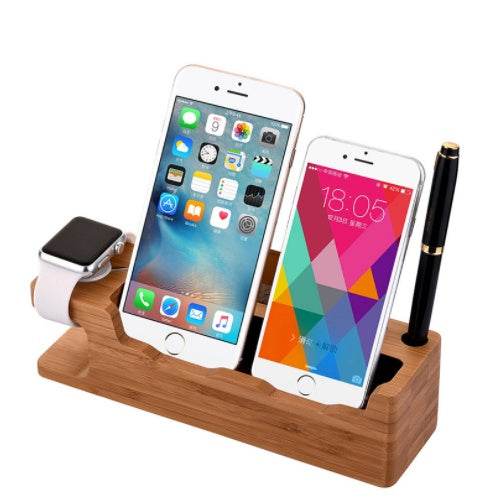 Wooden Table Desktop Dual Phone Holder - Velora
