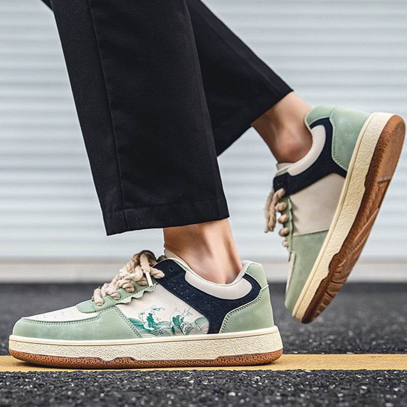 Lace-up Casual Shoes Men Soft Thick Sole Fashion Comfortable Breathable Flats Sneakers Student Platform Outdoor Walking Shoes - Velora