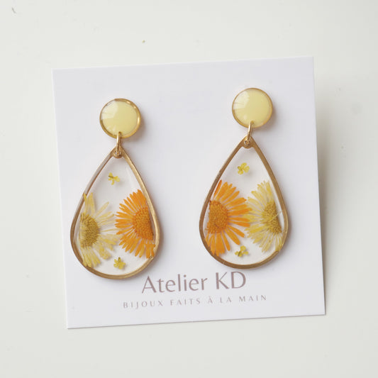 Boucles d'oreilles duo orange et blanc - goute (xl) - Velora