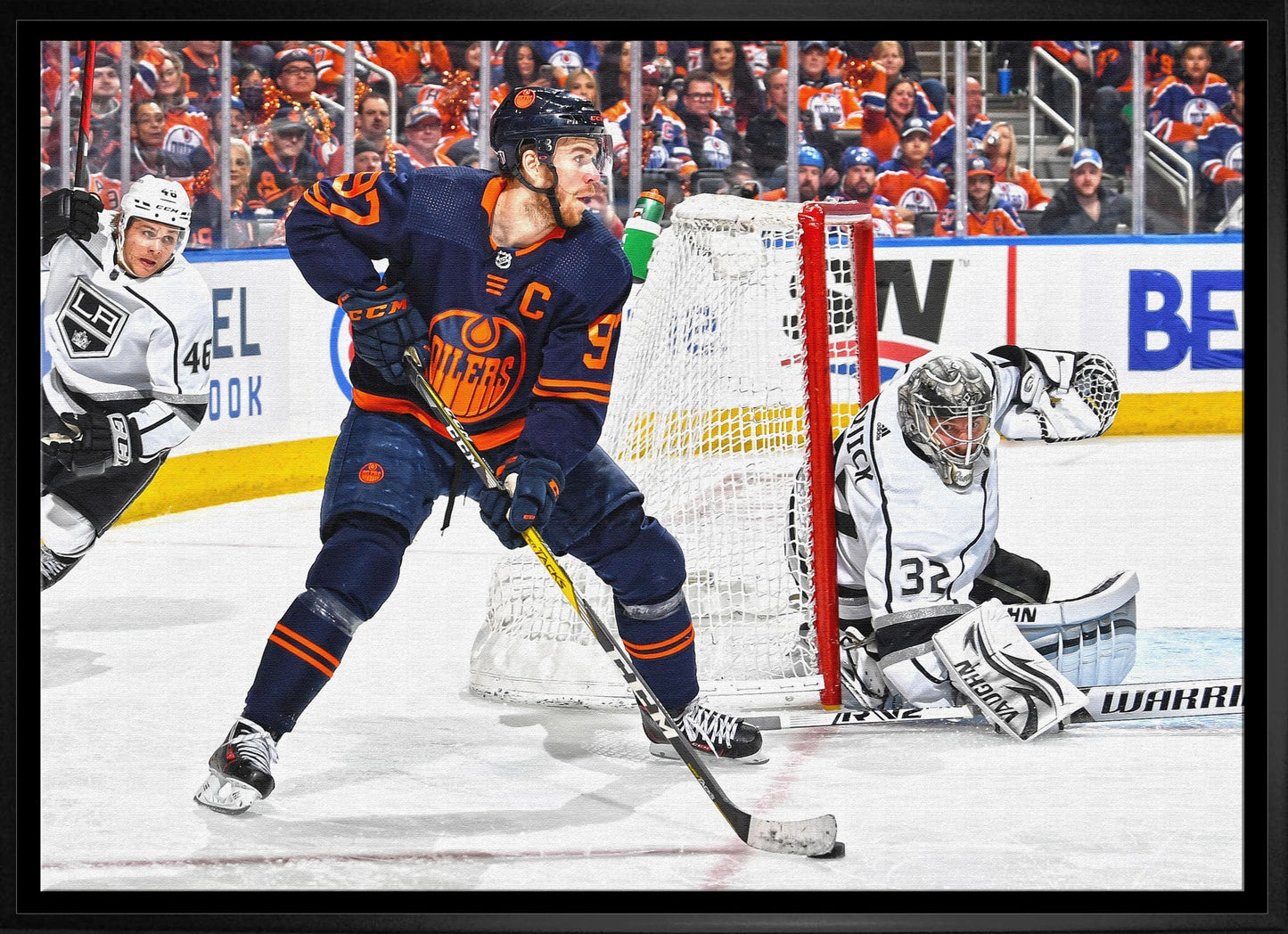 Connor McDavid Edmonton Oilers Framed 20x29 Canvas vs Los Angeles Kings Frameworth Sports Marketing