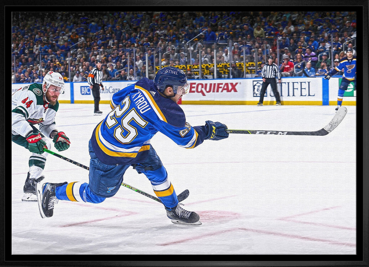 Jordan Kyrou St. Louis Blues Framed 20x29Shooting Canvas Frameworth Sports Marketing