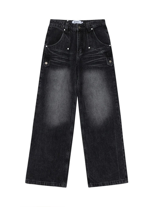 Men's High-Waisted Wide Leg Wash Jeans - Velora