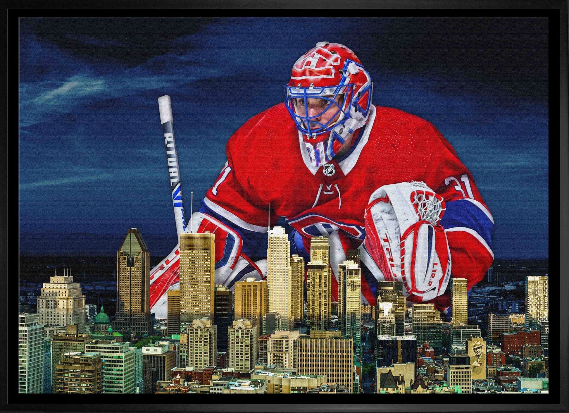 Carey Price 20x29 Framed Canvas Canadiens Skyline Frameworth Sports Marketing