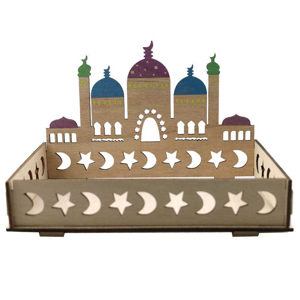 Wooden Ornament Eid Al Fitr Table Decoration coffee Tray - Velora