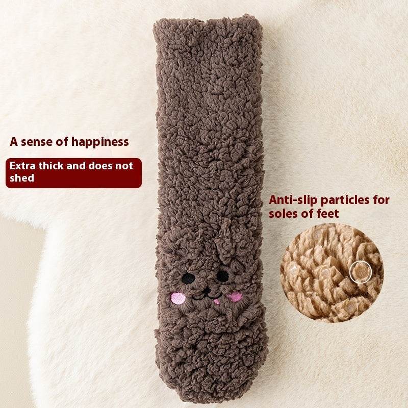 Winter Floor Socks Velvet Thicken Warm Coral Velvet Cute Socks Japanese-style Home Footwear Non-slip Socks New Year Gifts Winter Gadgets - Velora