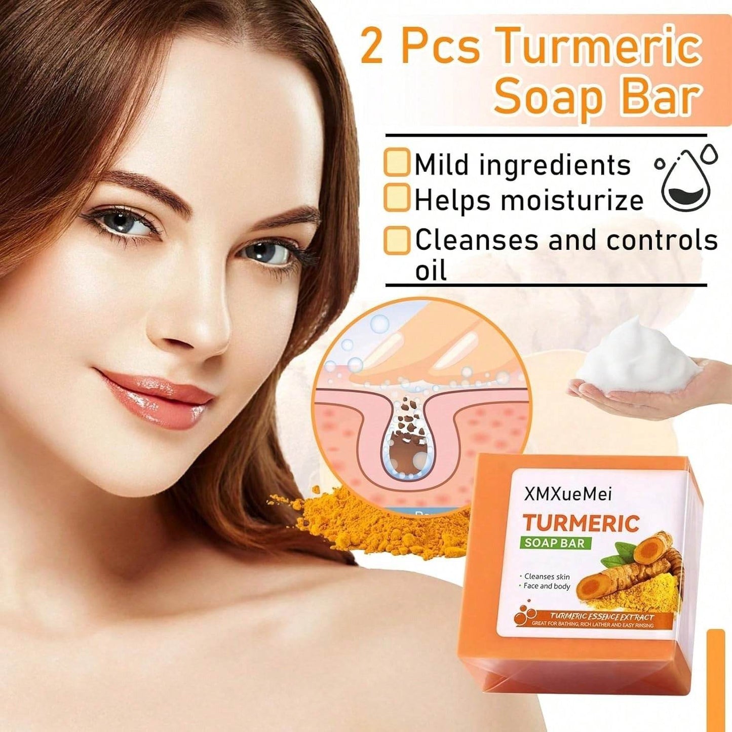 Body Face Brightening Turmeric Hyperpigmentation Bar Soap - Velora