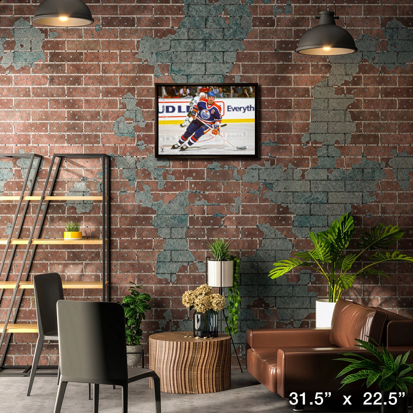 Wayne Gretzky 20x29 Framed Canvas Oilers Action-H