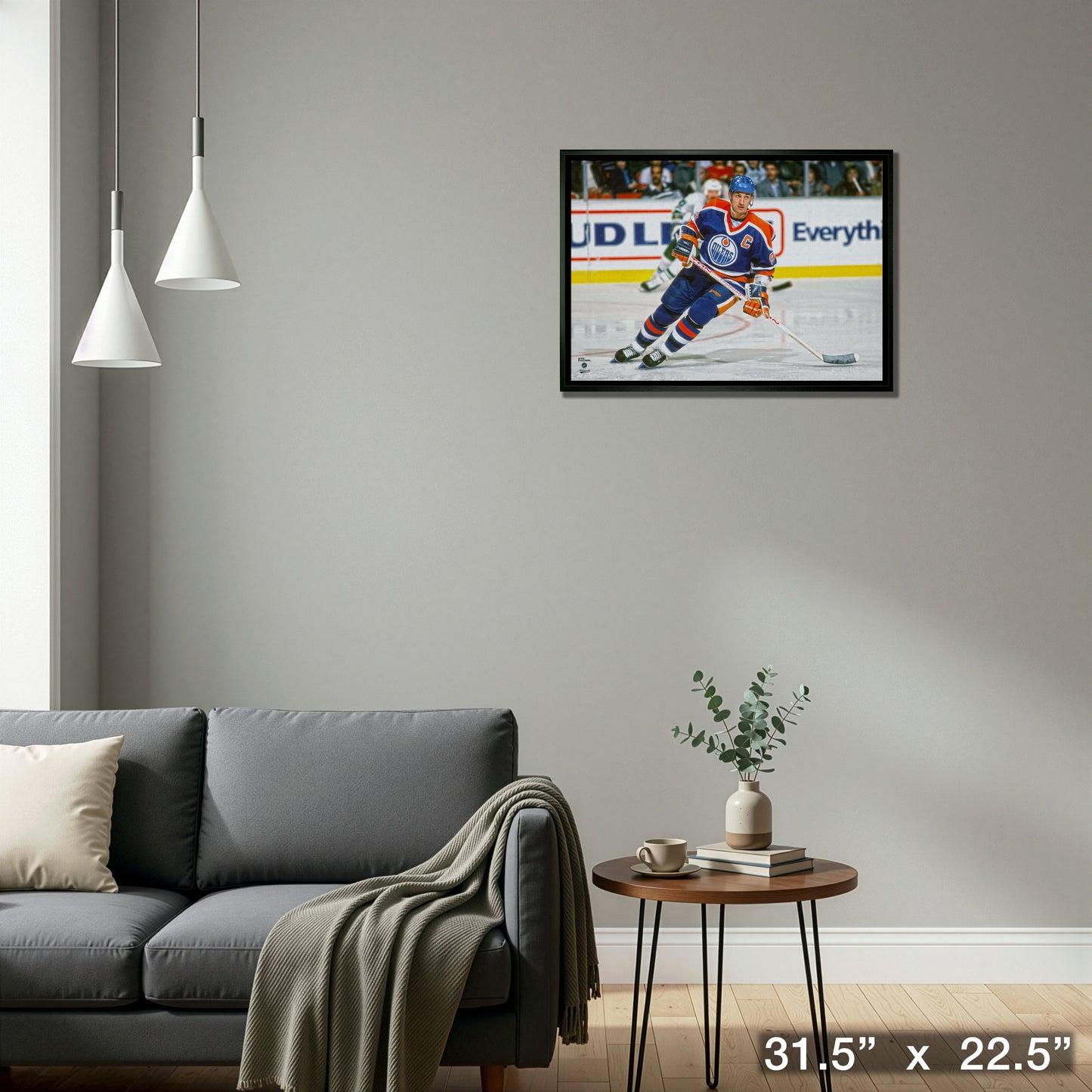 Wayne Gretzky 20x29 Framed Canvas Oilers Action-H