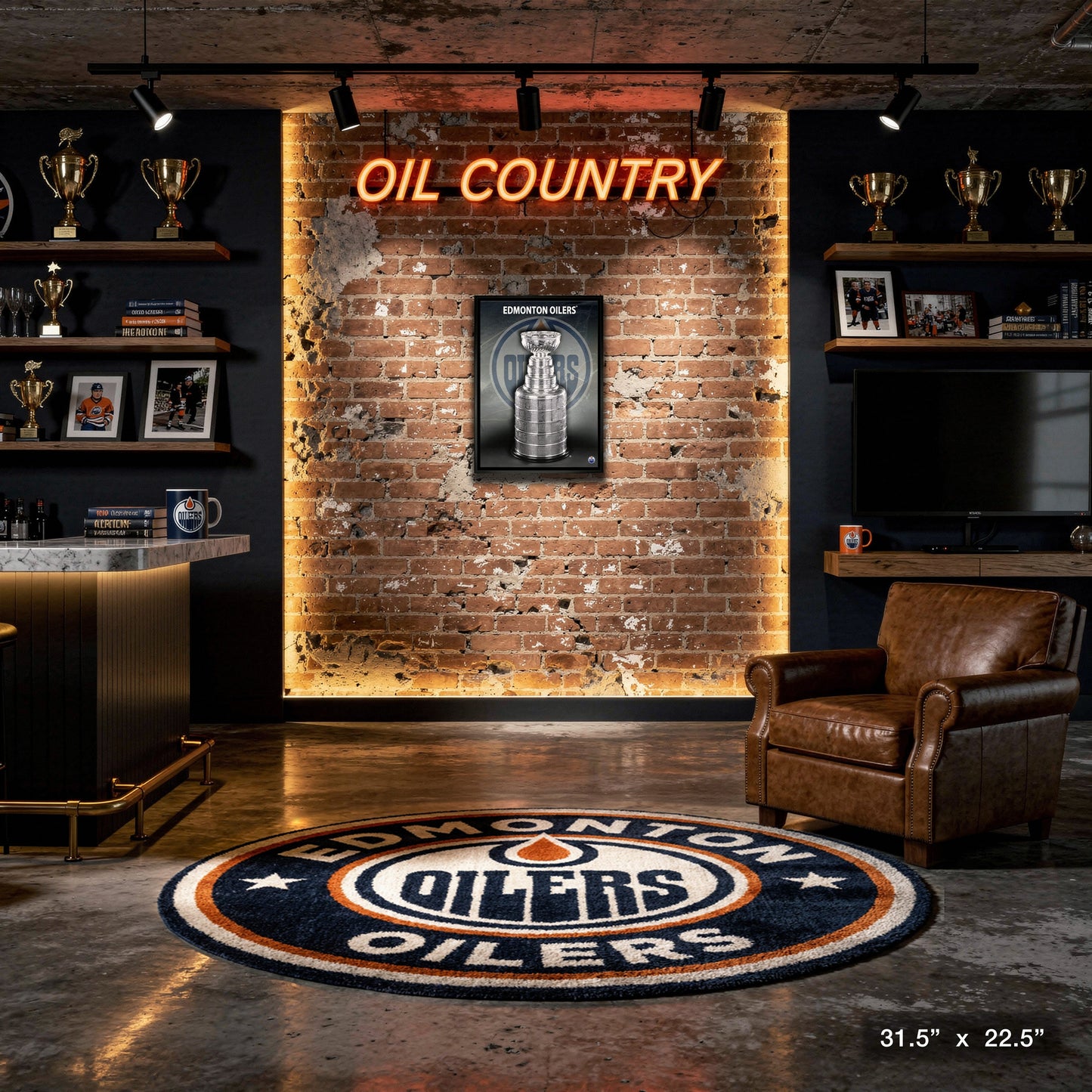 Edmonton Oilers Unsigned 20x29 Framed Canvas Stanley Cup