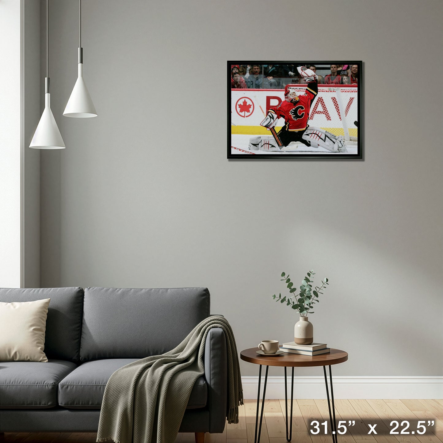 Miikka Kiprusoff 20x29 Framed Canvas Flames Glove Save-H