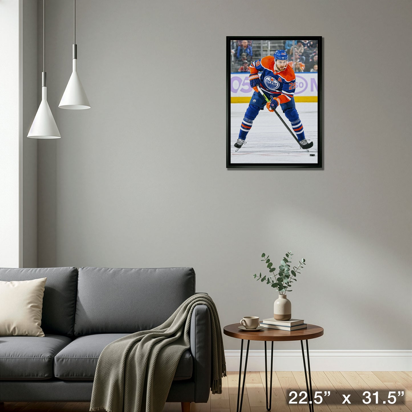 Leon Draisaitl Framed 20x29 Canvas Oilers Action-V