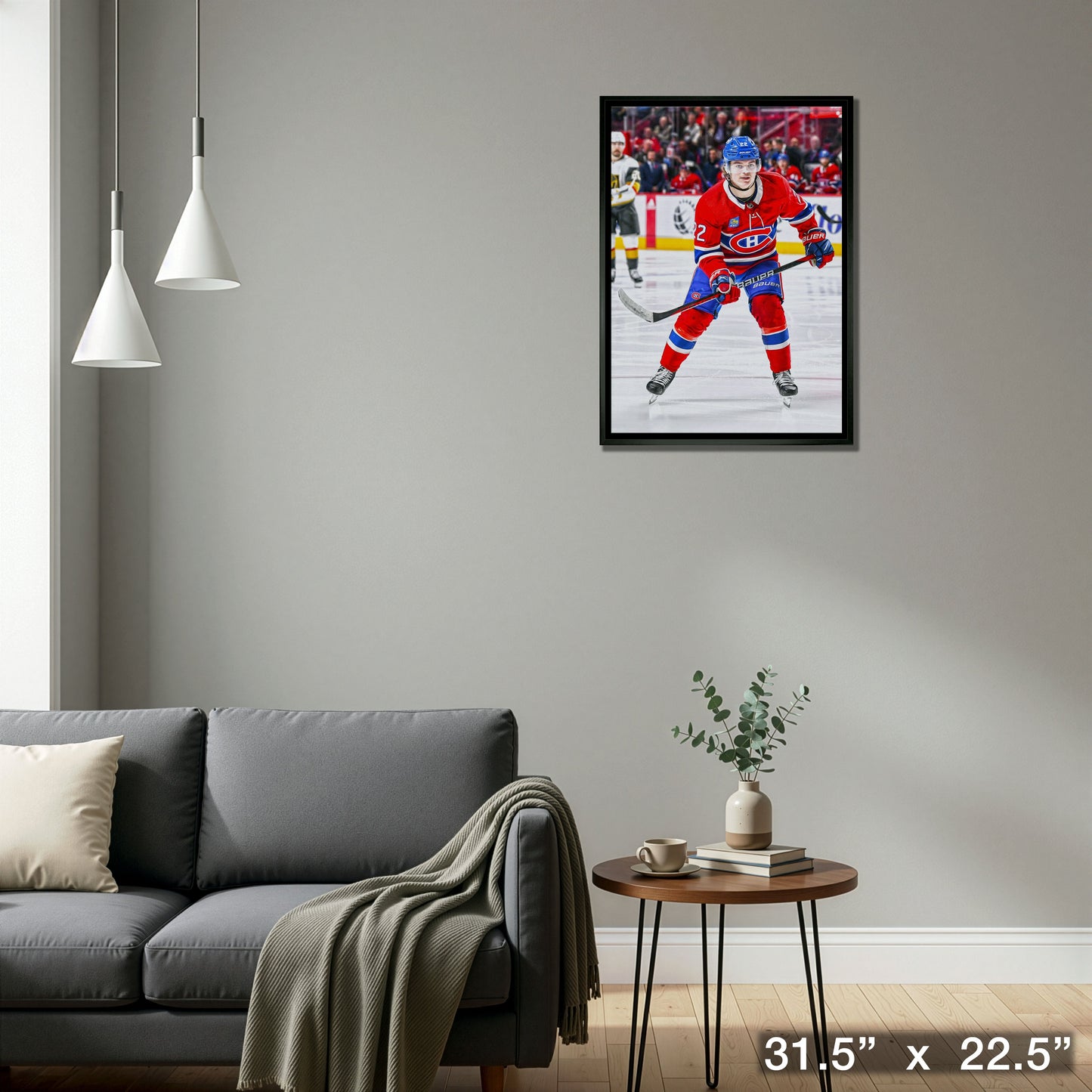 Cole Caufield Framed 20x29 Canvas Canadiens Action-H