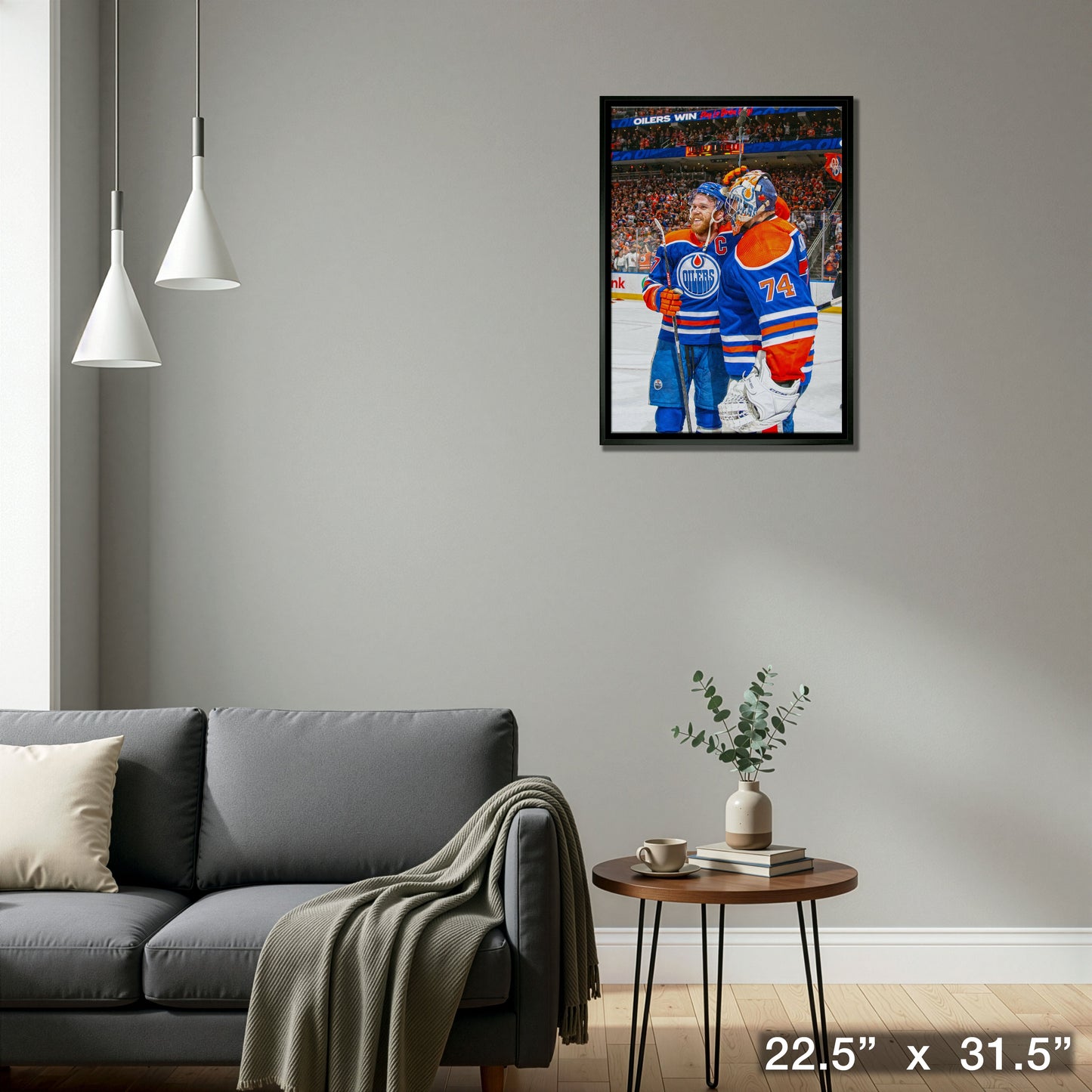 Connor McDavid 20x29 Framed Canvas Oilers With Skinner-V