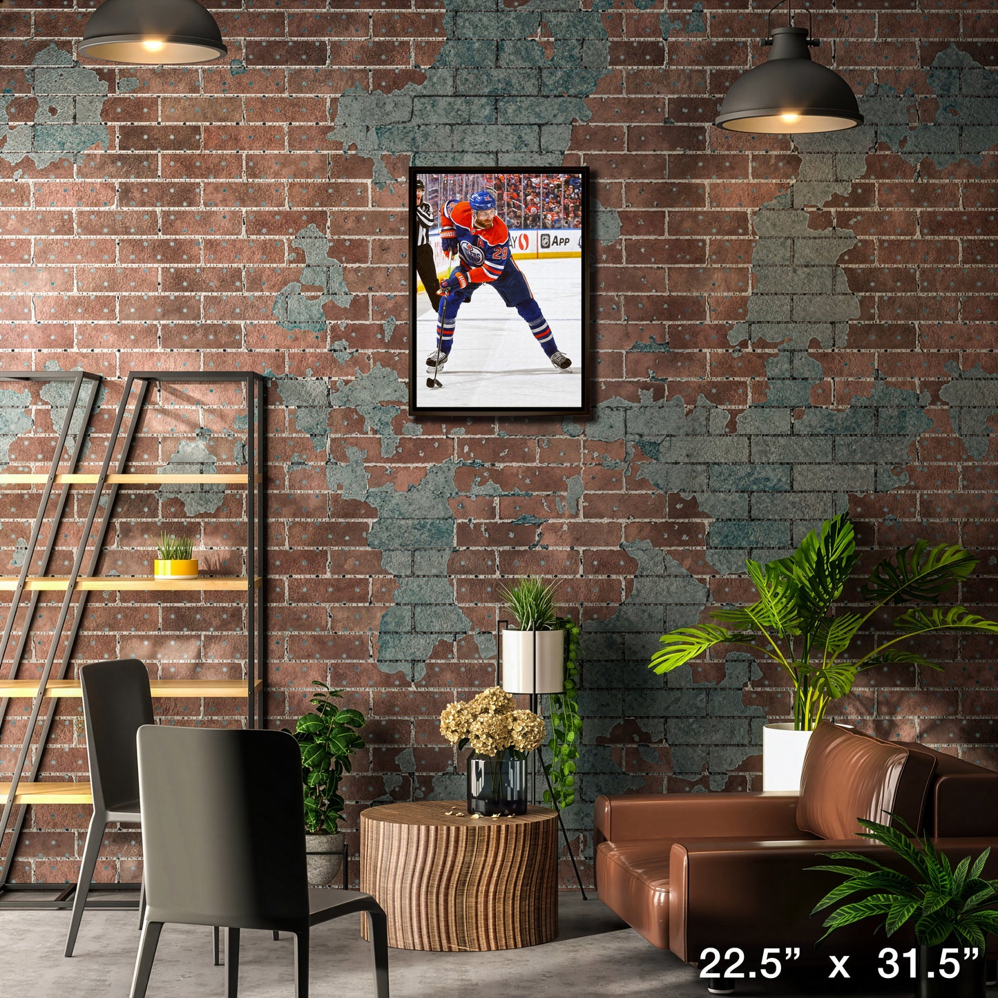 Leon Draisaitl 20x29 Framed Canvas Oilers Action-V