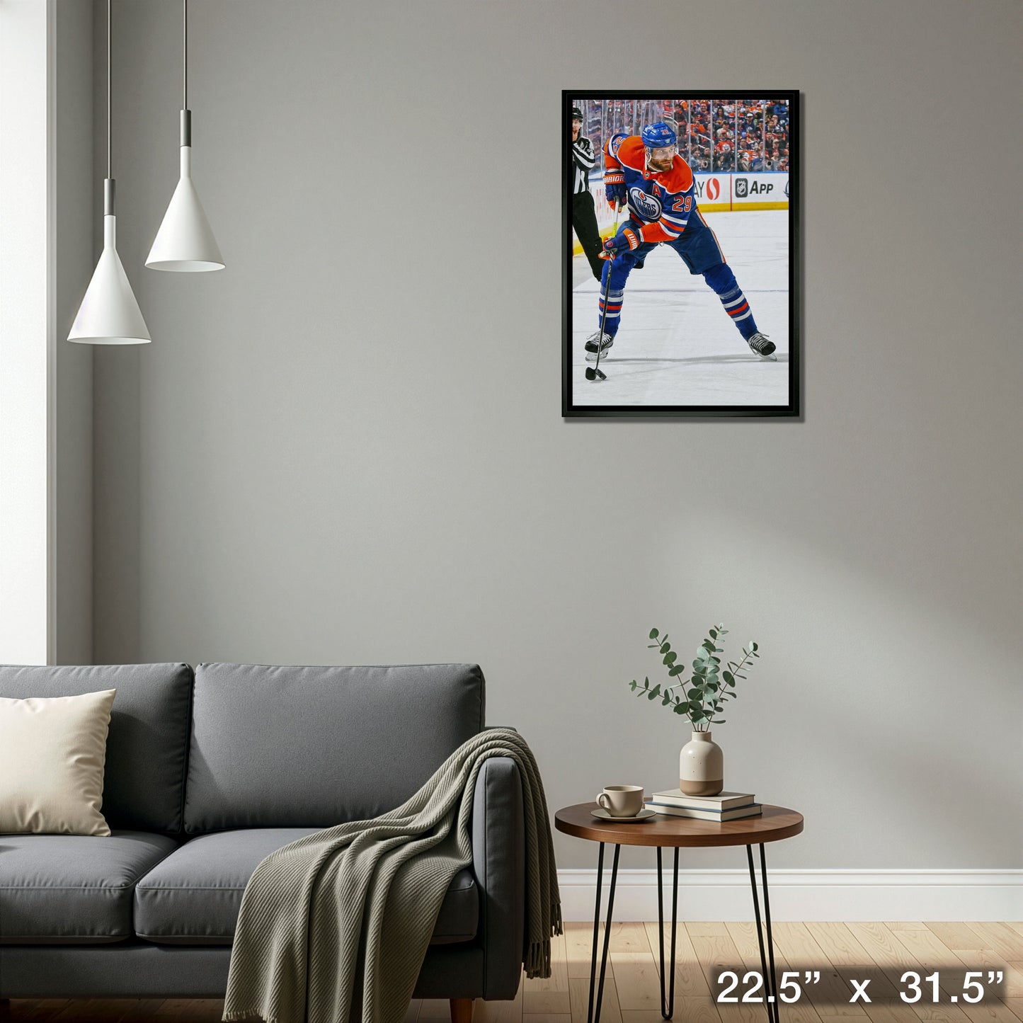 Leon Draisaitl 20x29 Framed Canvas Oilers Action-V