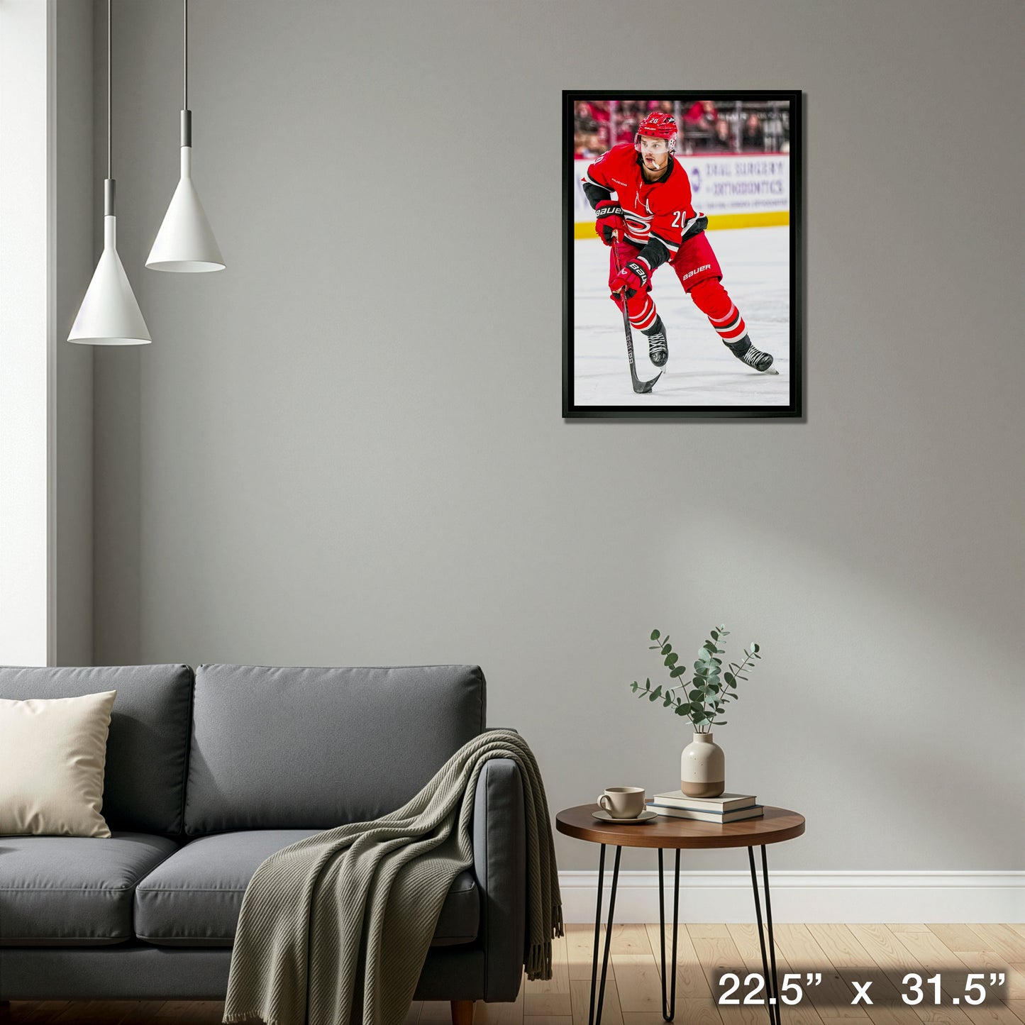 Sebastian Aho 20x29 Framed Canvas Carolina Hurricanes