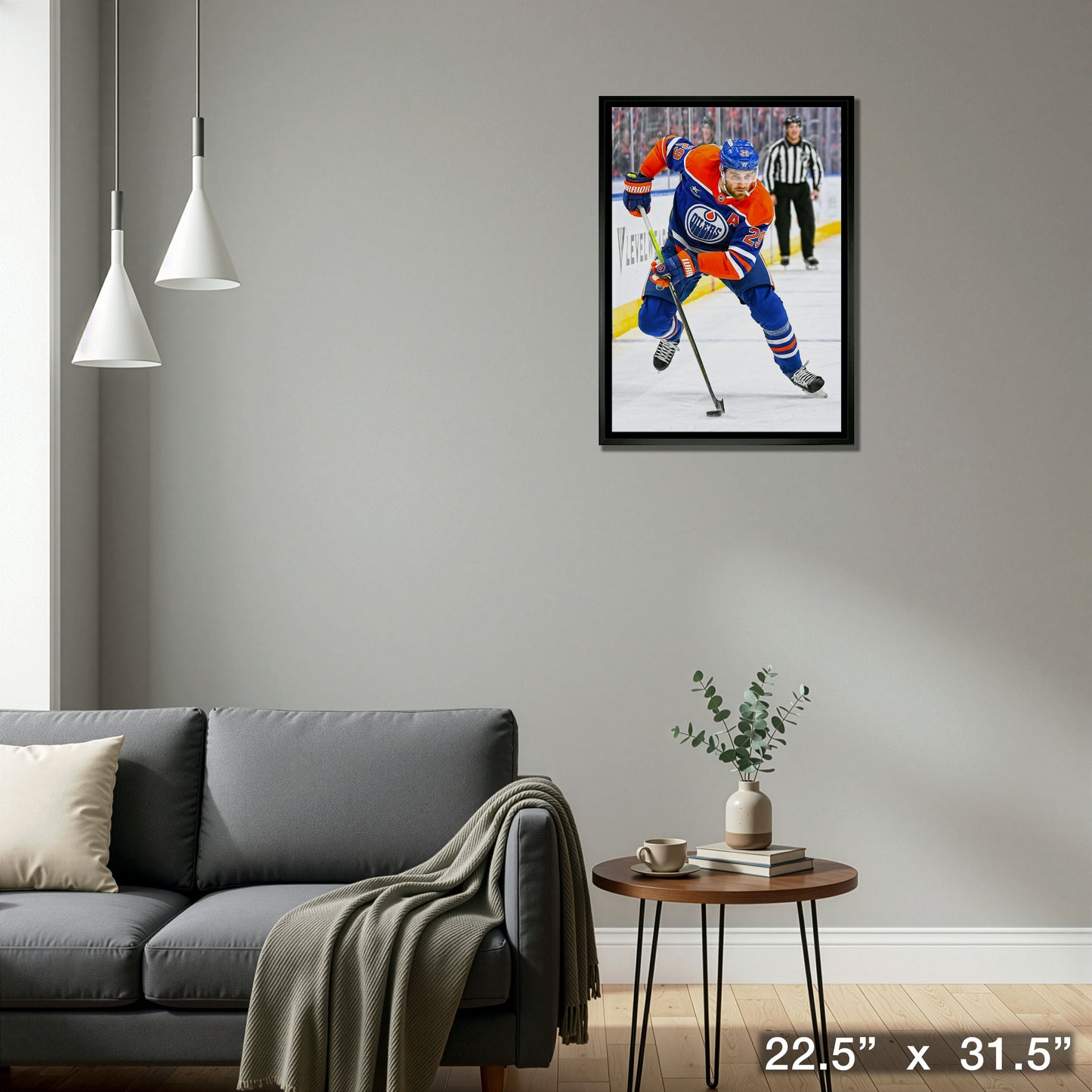 Leon Draisaitl 20x29 Framed Canvas Edmonton Oilers