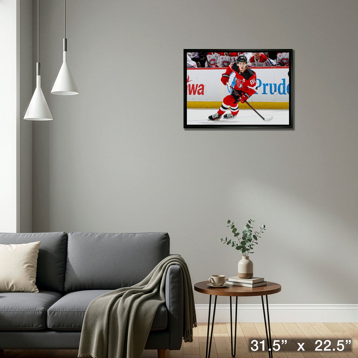 Jack Hughes 20x29 Framed Canvas New Jersey Devils