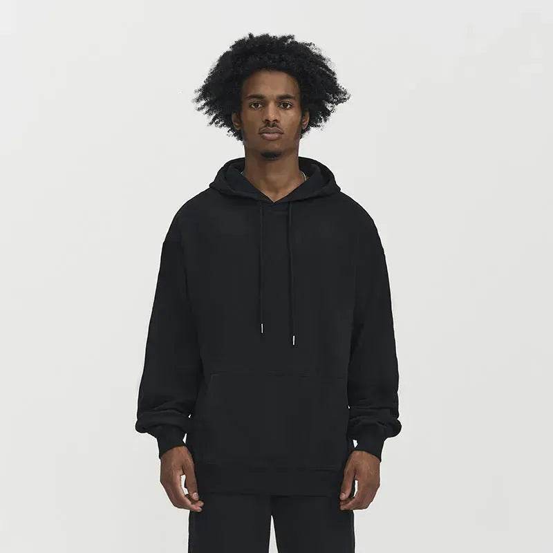 Plain Color American Retro Hoodie Pullover Sweatshirt Men - Velora