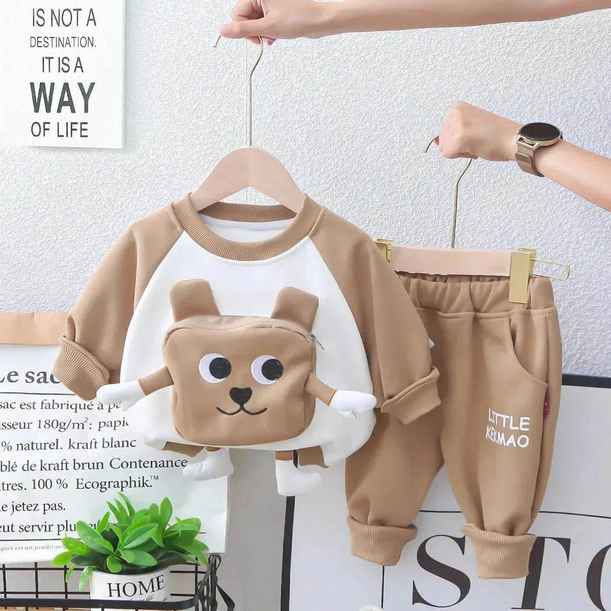 Neutral Cartoon Autumn Clothes Suit Western Style Neutral two piece for kids - Velora