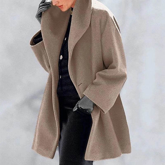 Women's Trendy Clothes Multi-color Round Neck Loose Sweater Woolen Coat Solid Casual Coat For Autumn And Winter - Velora