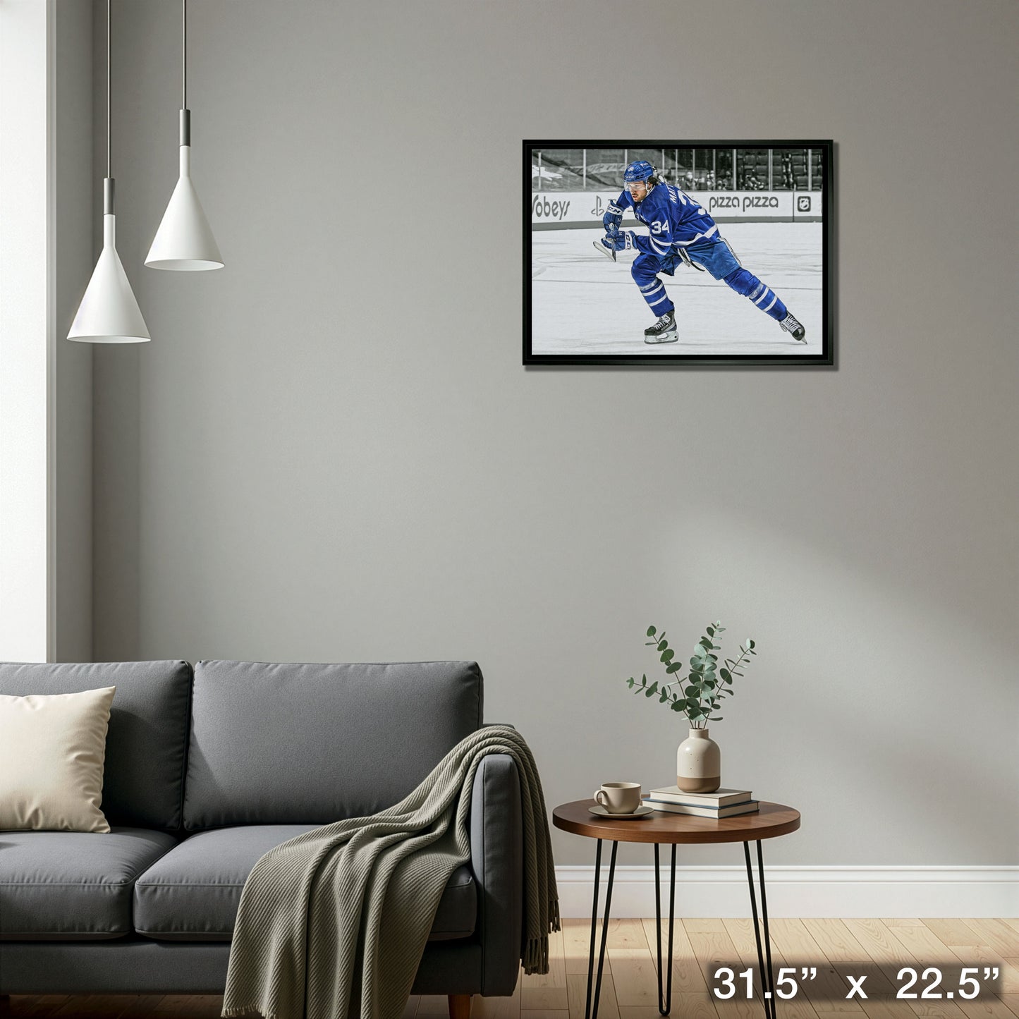 Auston Matthews Toronto Maple Leafs Framed 20x29 Hustling Spotlight Canvas