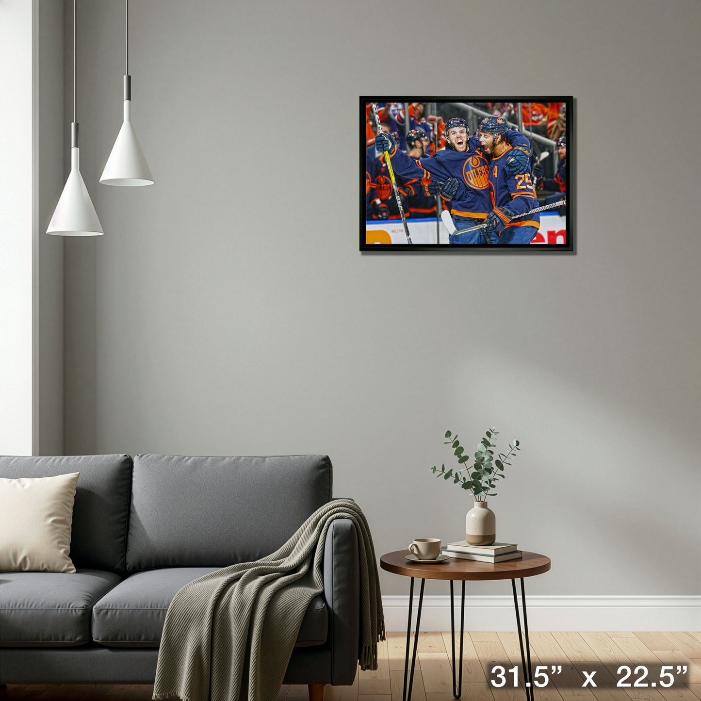 Connor McDavid and Darnell Nurse 20x29 Framed Canvas Oilers Celebration-H