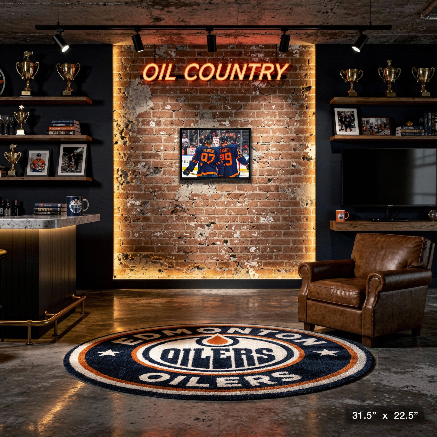 Connor McDavid and Leon Draisaitl 20x29 Framed Canvas Oilers Alternate Jersey Behind-H