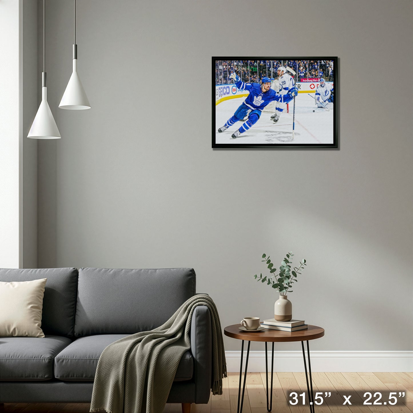 Auston Matthews Toronto Maple Leafs Framed 20x29 Celebration Canvas