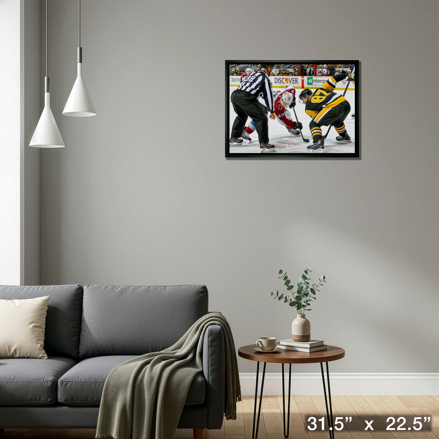 Sidney Crosby and Nathan MacKinnon Framed 20x29 Faceoff Canvas