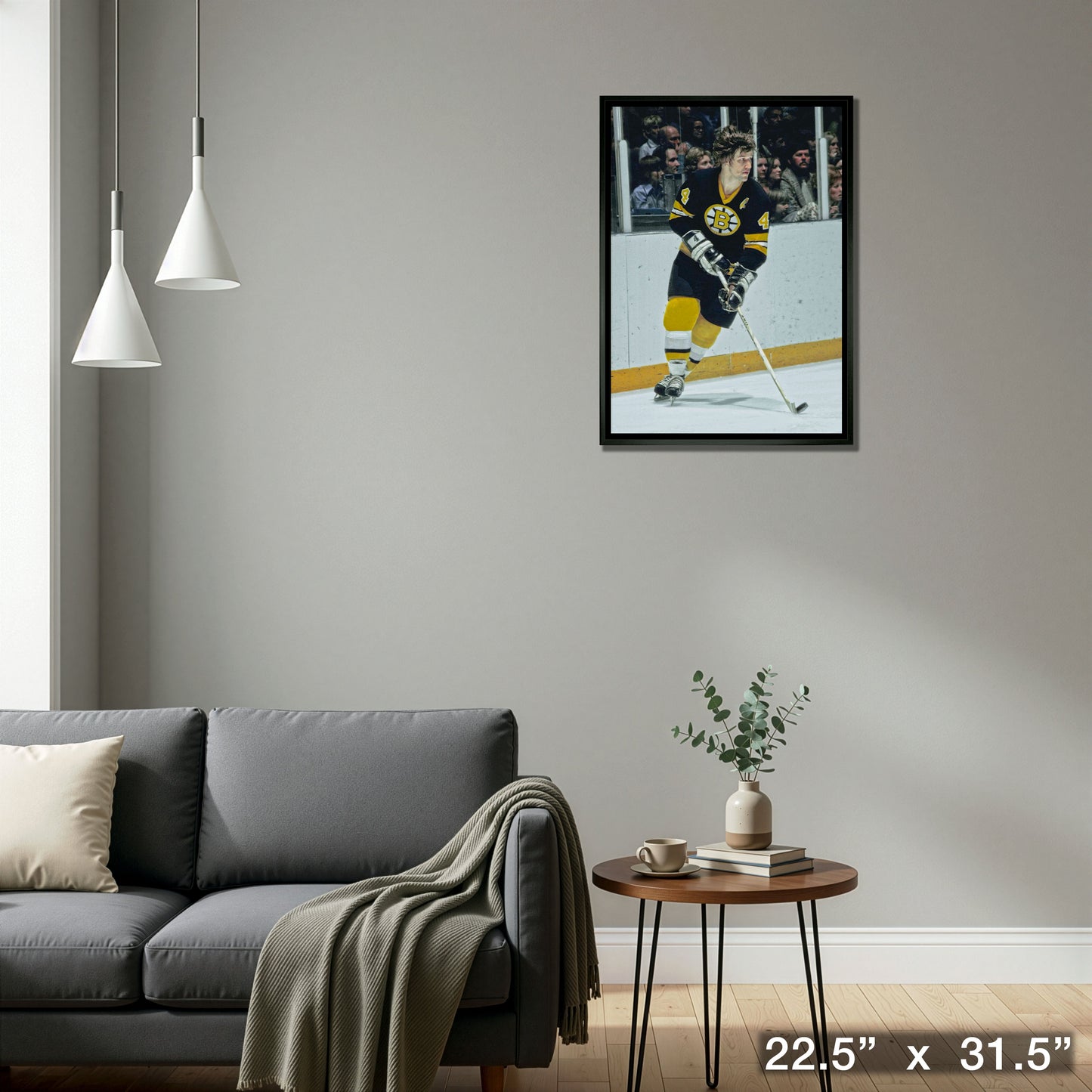Bobby Orr Boston Bruins Framed 20x29 Skating With Puck Canvas