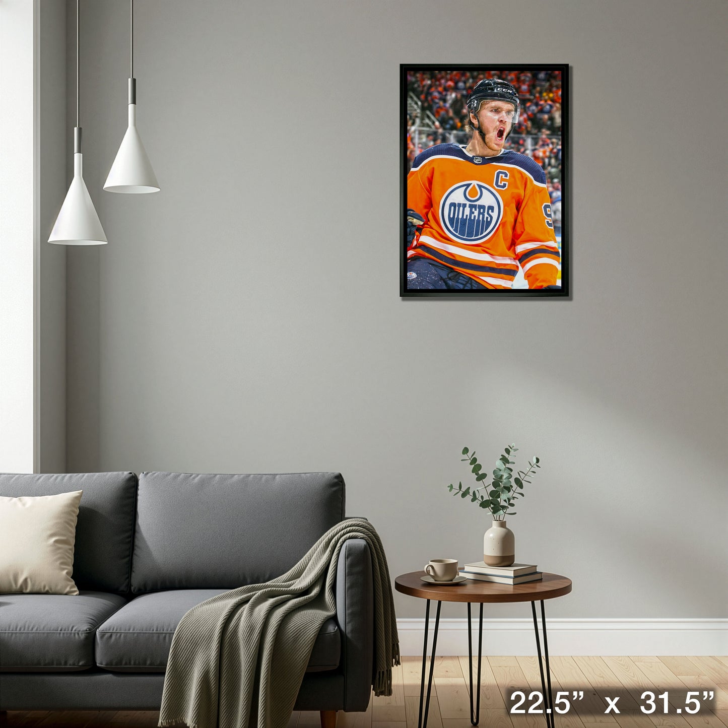 Connor McDavid Edmonton Oilers Framed 20x29 Goal Celebration Close-Up Canvas