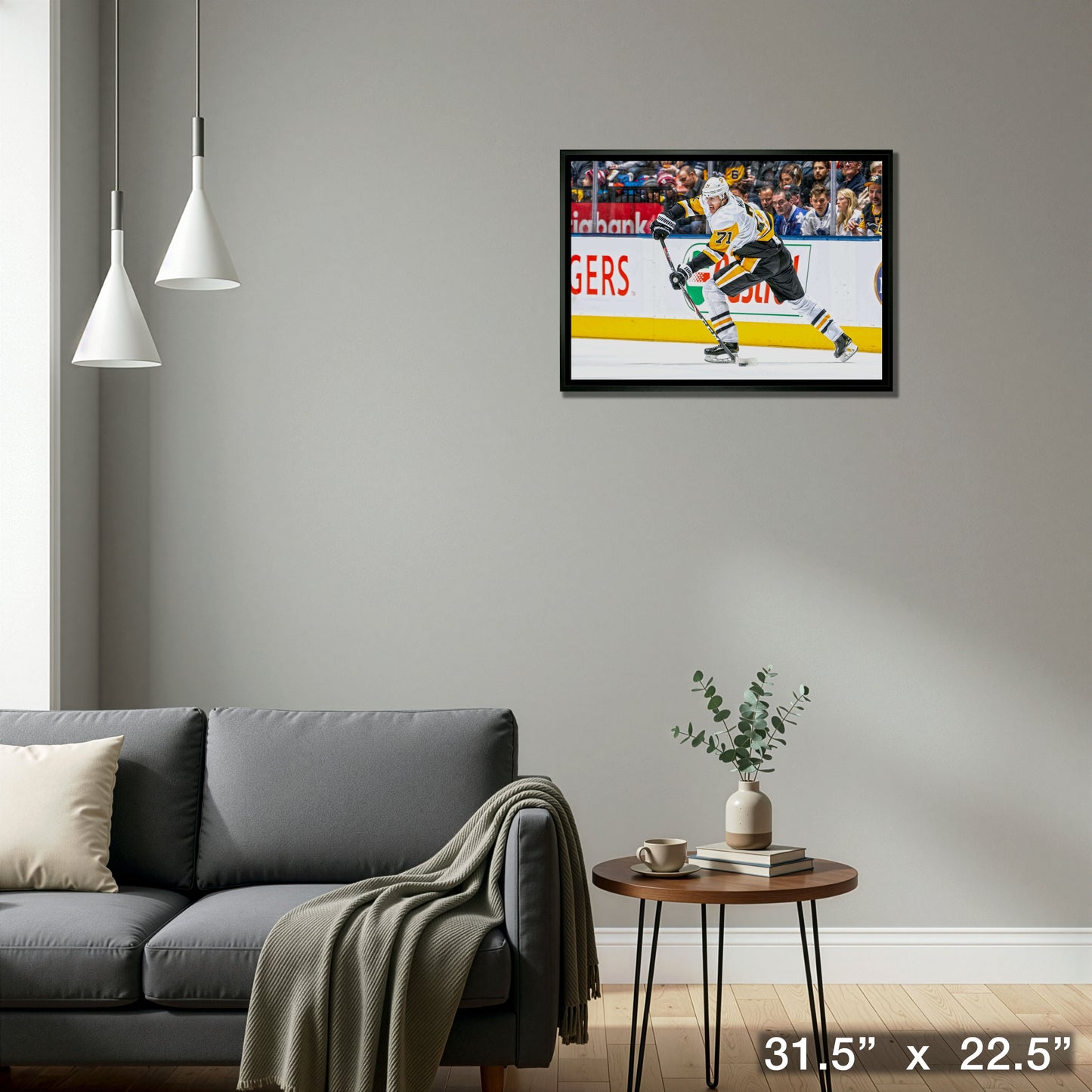 Evgeni Malkin Pittsburgh Penguins Framed 20x29 Passing Puck Canvas