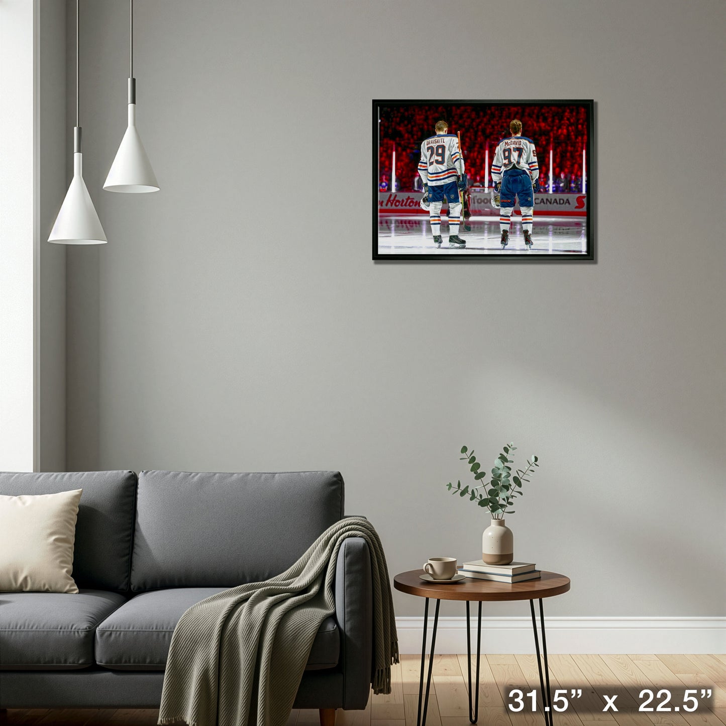 Connor McDavid and Leon Draisaitl Edmonton Oilers Framed 20x29 Line-Up Canvas