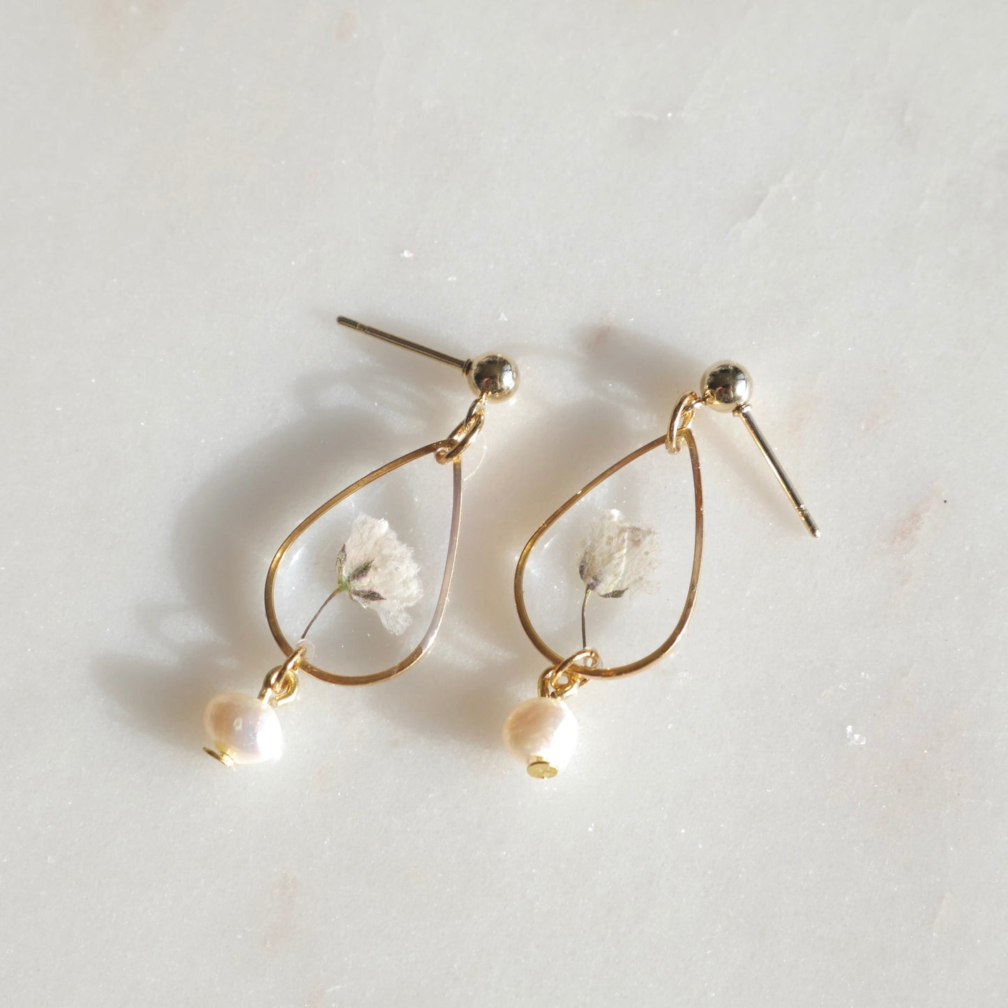 Boucles d’oreilles Perla - gypsophile - goute (moyen) - Velora