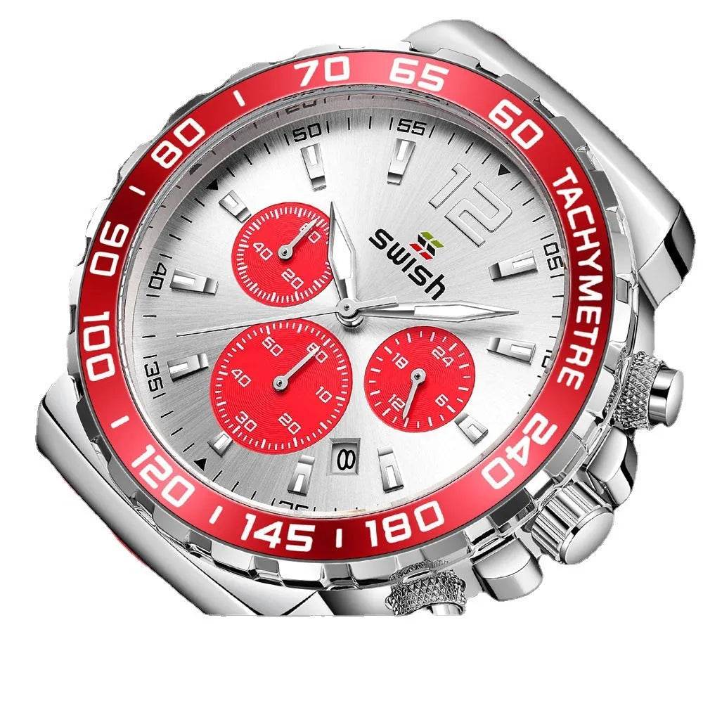 Men's Luminous Sports Breathable Hole Silicone Strap Six-pin Quartz Watch - Velora