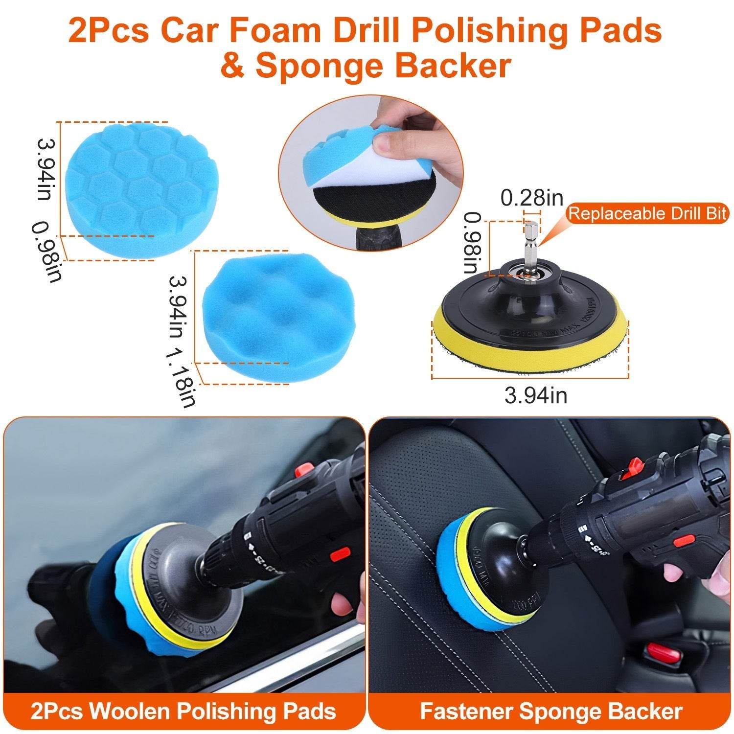 26Pcs Car Detailing Brush Kit Exterior Interior Car Cleaning Set Drill Brush Set Car Buffing Sponge Pads Kit For Cleaning Automobile Interior Exterior Wheels Dashboard - Velora