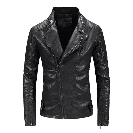 Trendy Leather Jacket Men's Fleece-lined PU Jacket - Velora