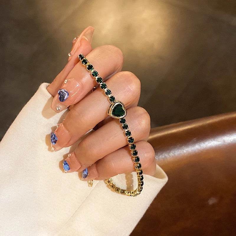 Fashion Jewelry Zircon Geometric Square Bracelet South Korea Fashion Elegant Heart Bracelet Internet Celebrity Light Luxury - Velora