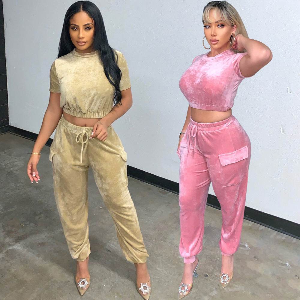 2pcs Fashion Velvet Athleisure Outfit set sweatsuit women - Velora