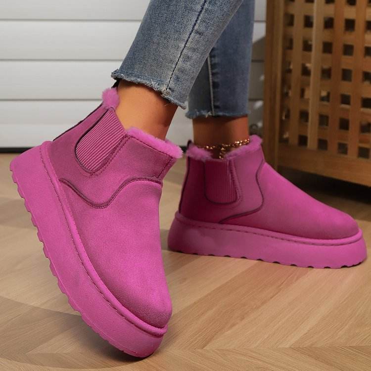 Winter Snow Boots Fashion Flat Thick-soled Cotton Shoes Round Toe Warm Plush Ankle Boot For Women - Velora