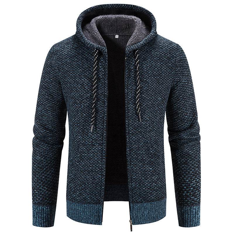 Winter Coat Zipper Closure Solid Color Long Sleeves Drawstring With Hat Keep Warm Casual Thicken Plush Sweater Coat For Daily - Velora