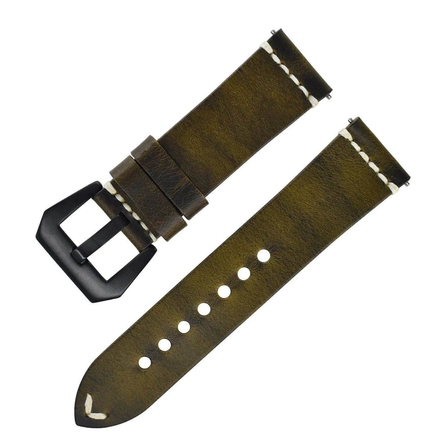 Discoloring Oil Wax Top Layer Cowhide Watch Strap - Velora