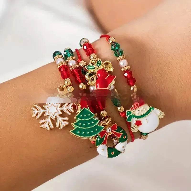 5pcs New Christmas Polymer Clay Handmade Beaded Bracelet set - Velora
